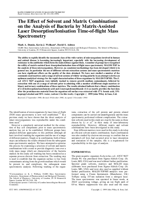 (PDF) The effect of solvent and matrix combinations on the analysis of ...