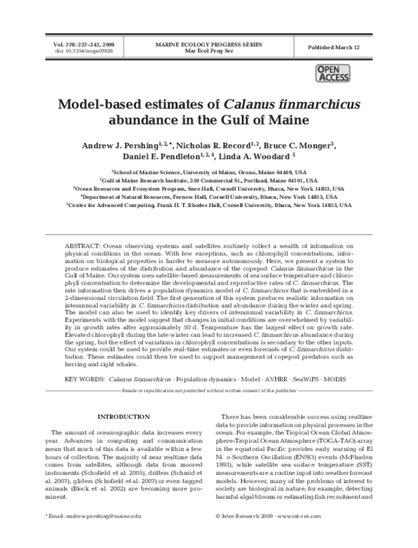 (PDF) Model-based estimates of Calanus finmarchicus abundance in the ...