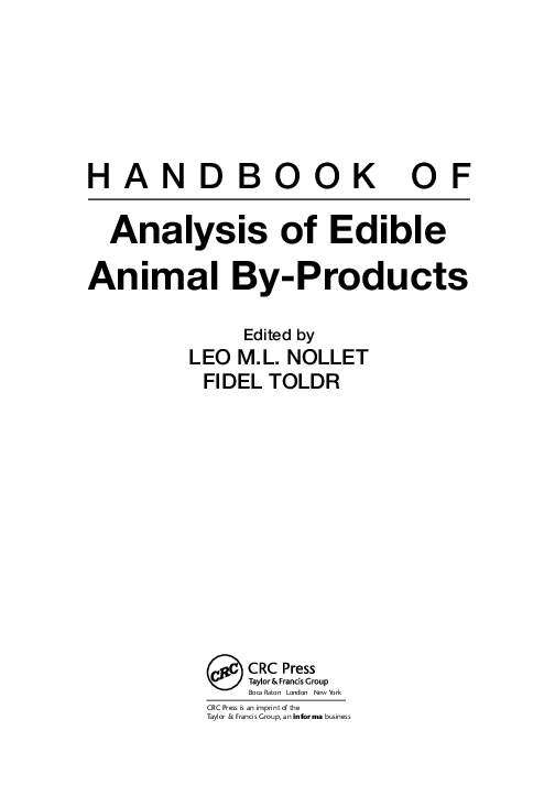 (PDF) Handbook of Analysis of Edible Animal ByProducts_CRC Press_Front