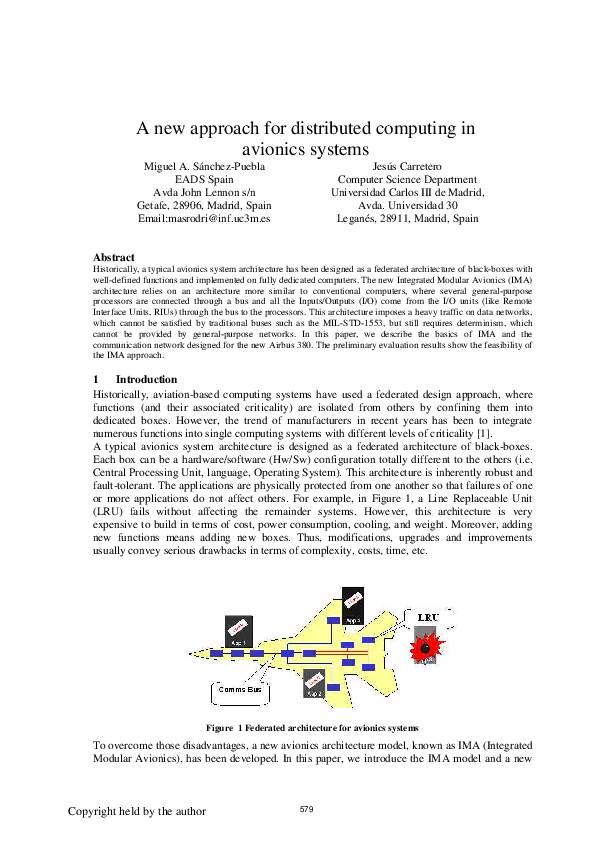 (PDF) A new approach for distributed computing in avionics systems