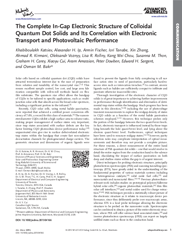 (PDF) The Complete InGap Electronic Structure of Colloidal Quantum Dot
