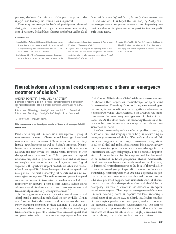 (PDF) Neuroblastoma with spinal cord compression: is there an emergency ...