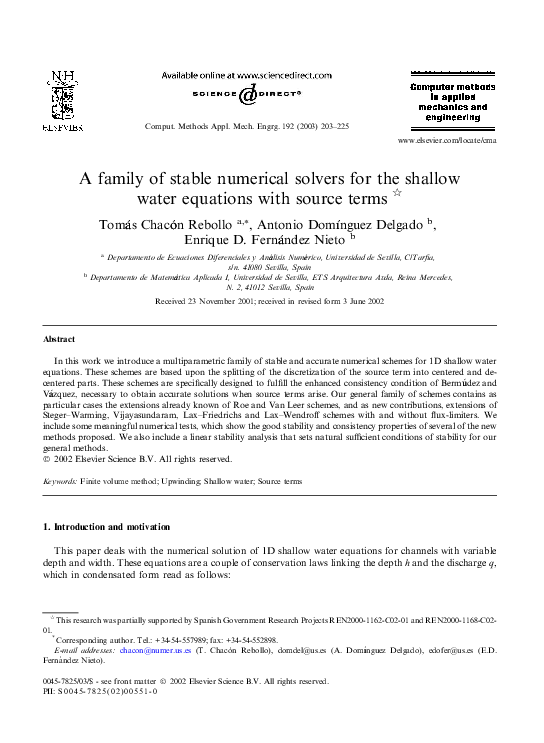 (PDF) A family of stable numerical solvers for the shallow water ...