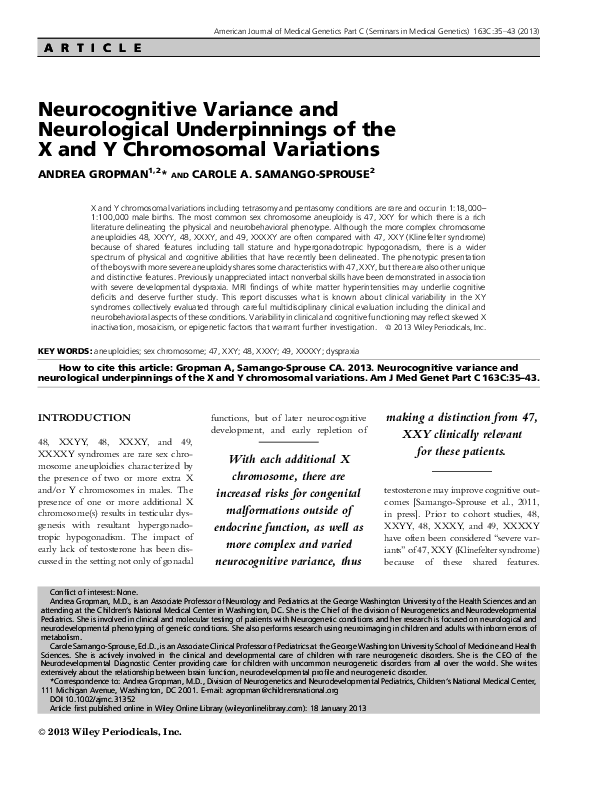 (PDF) Neurocognitive variance and neurological underpinnings of the X ...