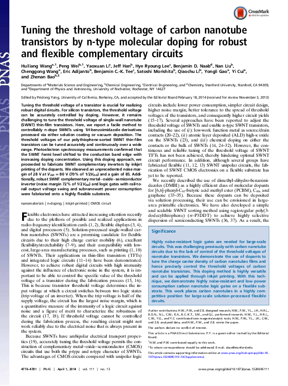 (PDF) Tuning the threshold voltage of carbon nanotube transistors by n ...