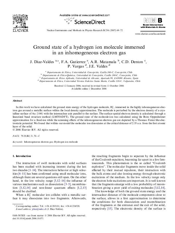 (PDF) Ground state of a hydrogen ion molecule immersed in an ...