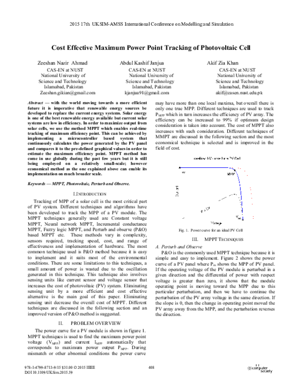 (PDF) cost effective maximum power point tracking of pv cell