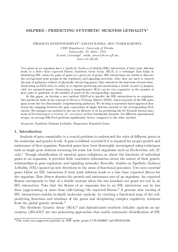 (PDF) SSLPRED: PREDICTING SYNTHETIC SICKNESS LETHALITY | Sanjay Ranka ...
