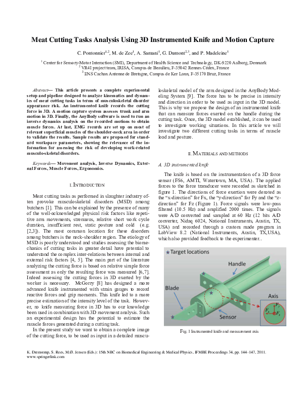 (PDF) Meat Cutting Tasks Analysis Using 3D Instrumented Knife and