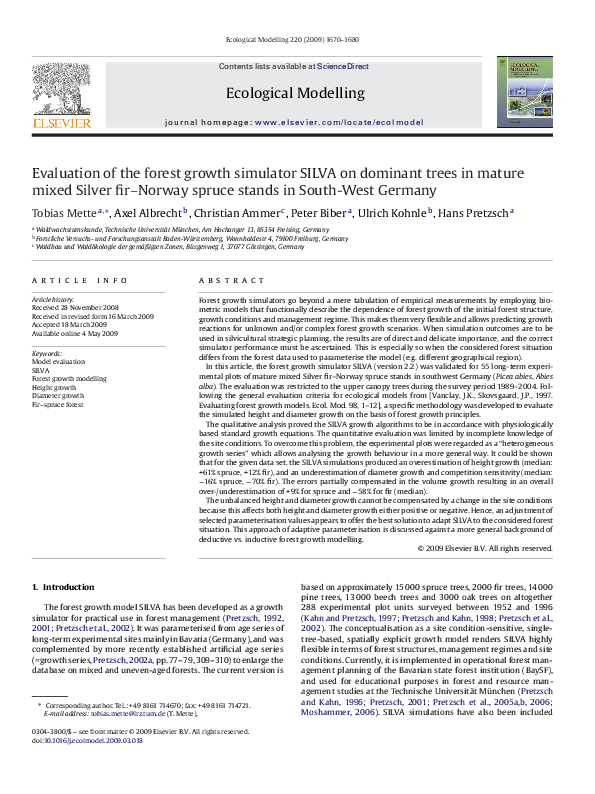 (PDF) Evaluation of the forest growth simulator SILVA on dominant trees ...