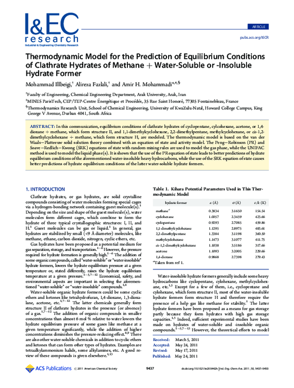 (PDF) Thermodynamic Model for the Prediction of Equilibrium Conditions ...