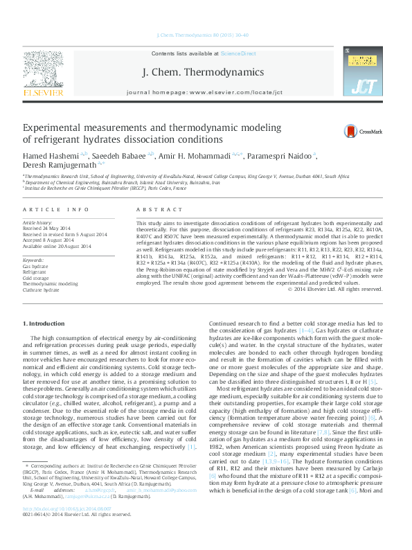 (PDF) Experimental Measurements and Thermodynamic Modeling of CO 2 ...