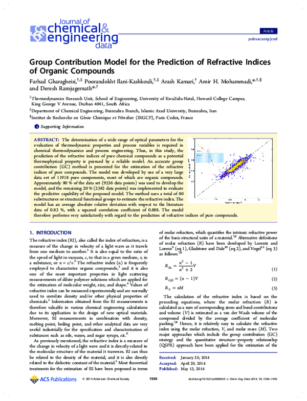 (PDF) Group Contribution Model for the Prediction of Refractive Indices ...