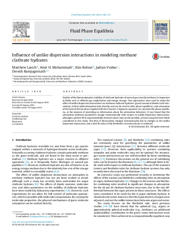 (PDF) Influence of unlike dispersive interactions in modeling ...