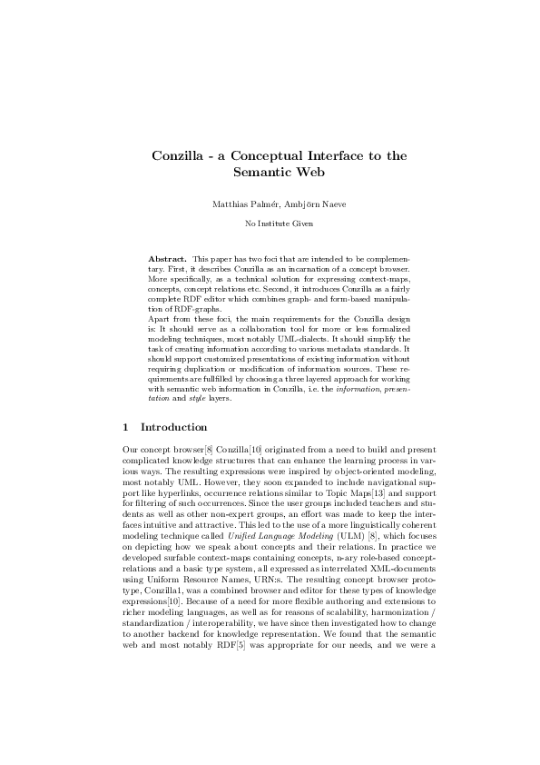(PDF) Conzilla — A Conceptual Interface to the Semantic Web