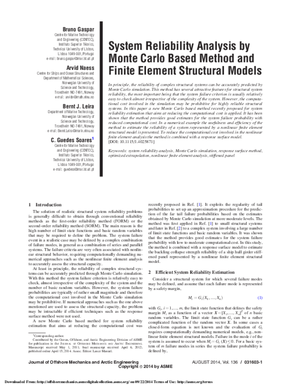 (PDF) System Reliability Analysis by Monte Carlo Based Method and ...