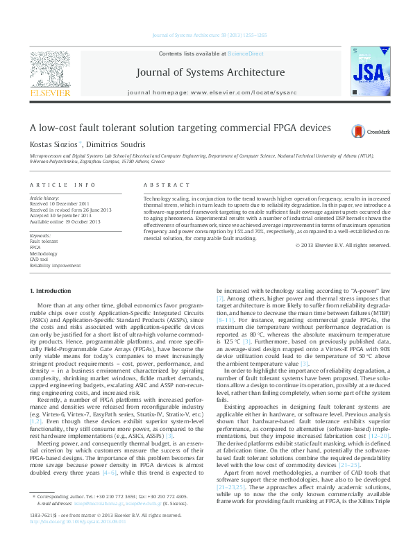 (PDF) A low-cost fault tolerant solution targeting commercial FPGA devices