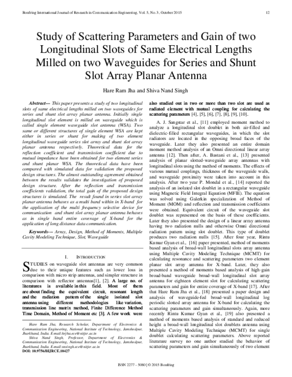 (PDF) Study of Scattering Parameters and Gain of two Longitudinal Slots ...