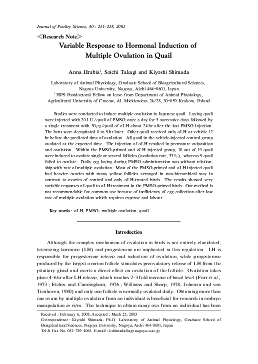 (PDF) Variable Response to Hormonal Induction of Multiple Ovulation in ...
