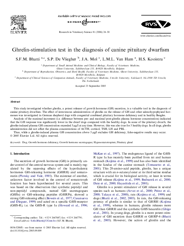 (PDF) Ghrelin-stimulation test in the diagnosis of canine pituitary ...