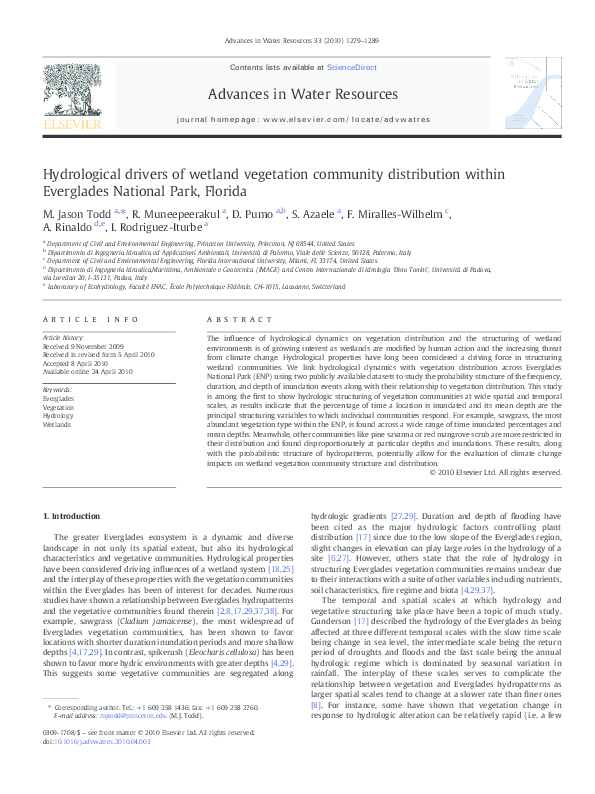 (PDF) Hydrological drivers of wetland vegetation community distribution ...