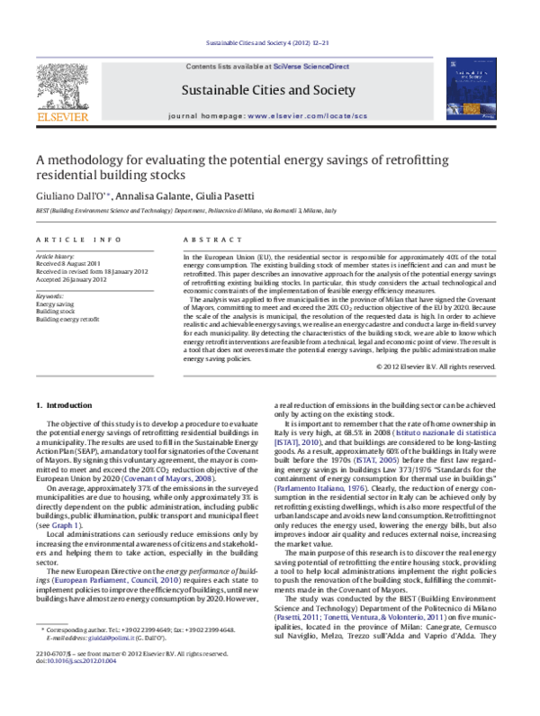 (PDF) A methodology for evaluating the potential energy savings of ...