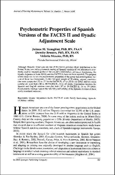 (PDF) Psychometric Properties of Spanish Versions of the FACES II and ...