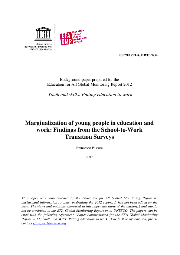 (PDF) Marginalization of young people in education and work findings