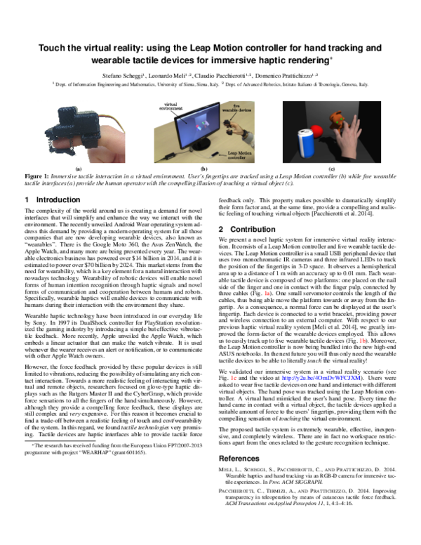(PDF) Touch the virtual reality: using the Leap Motion controller for ...