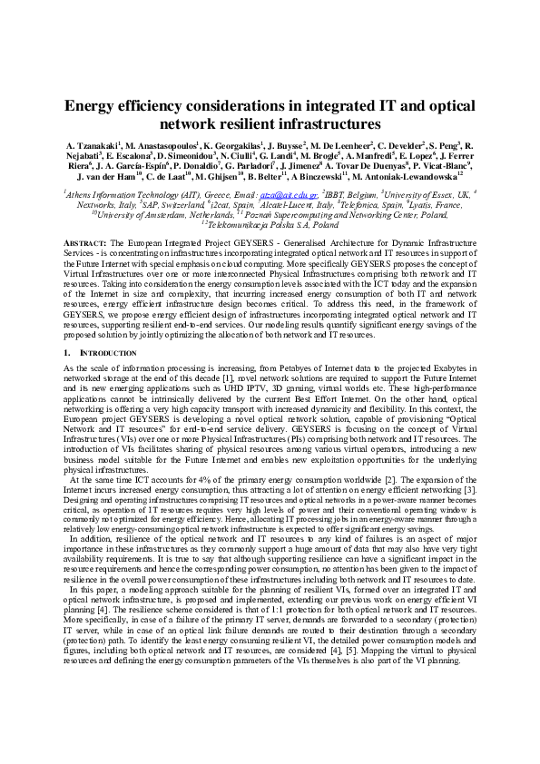(PDF) Energy efficiency considerations in integrated IT and optical ...