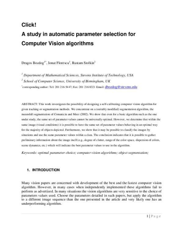 (PDF) Click! A study in automatic parameter selection for Computer ...