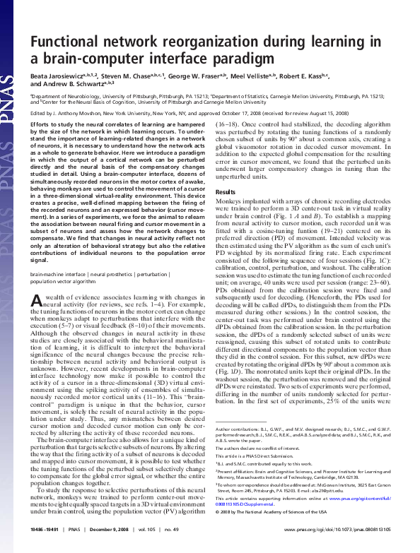 (PDF) Functional network reorganization during learning in a brain ...