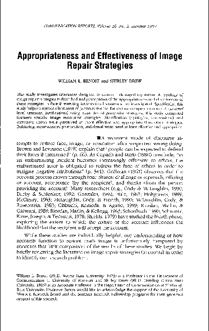 (PDF) Appropriateness and Effectiveness of Image Repair Strategies