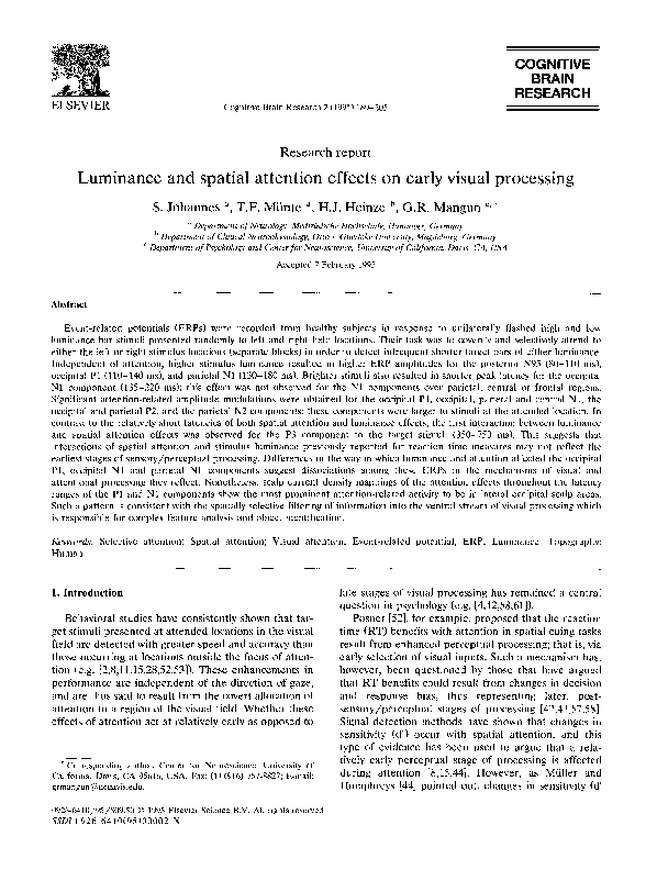 (PDF) Luminance and spatial attention effects on early visual processing