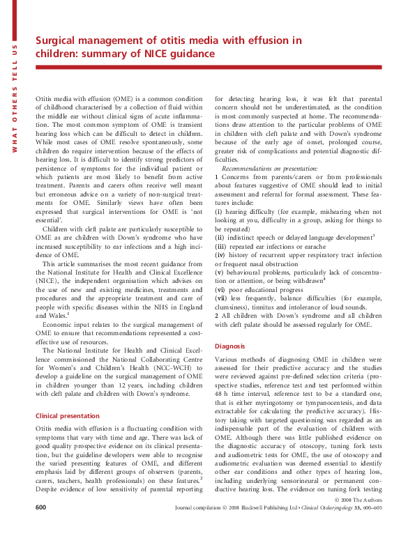 (PDF) Effectiveness of Grommet Insertion in Resistant Otitis Media with