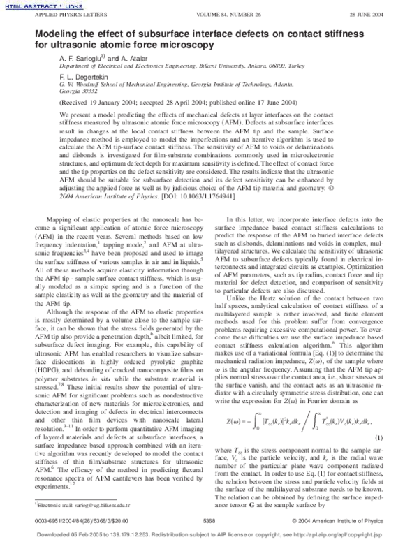 (PDF) Modeling the effect of subsurface interface defects on contact ...