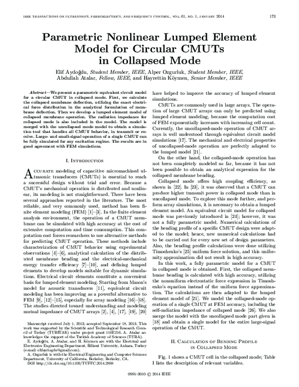 (PDF) Parametric nonlinear lumped element model for circular CMUTs in ...