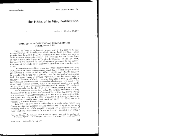 (PDF) The ethics of in vitro fertilization