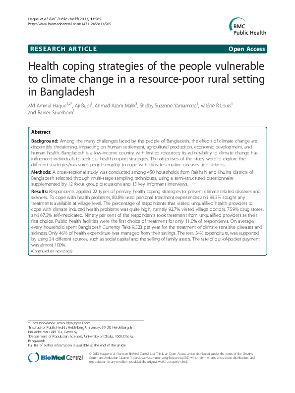 (PDF) Households' perception of climate change and human health risks ...