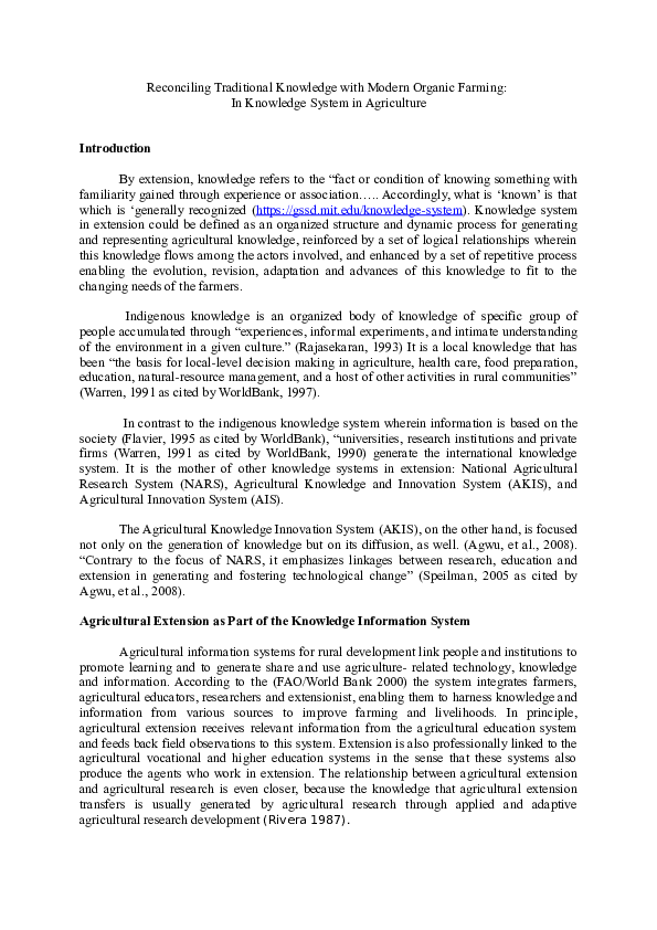 (DOC) Knowledge System In Extension
