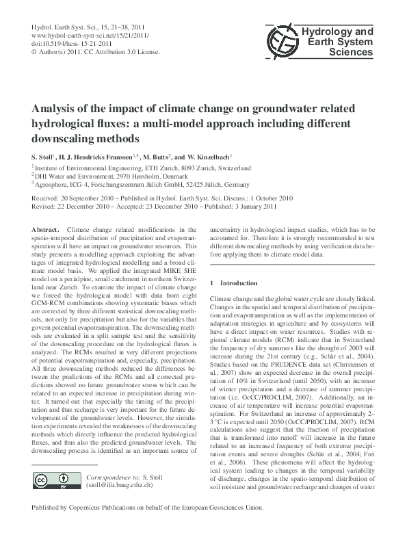 (PDF) Analysis of the impact of climate change on groundwater related ...