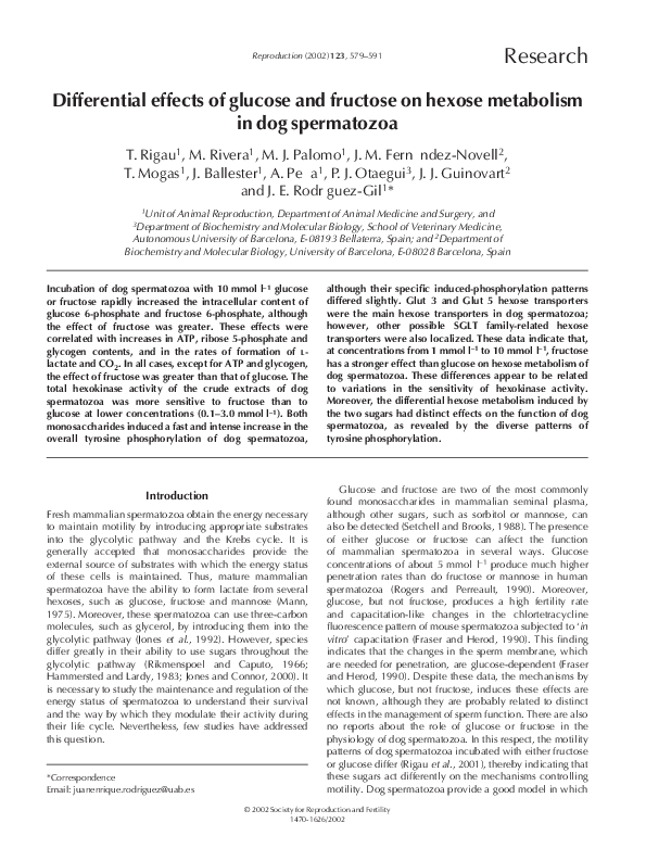 (PDF) Differential effects of glucose and fructose on hexose metabolism