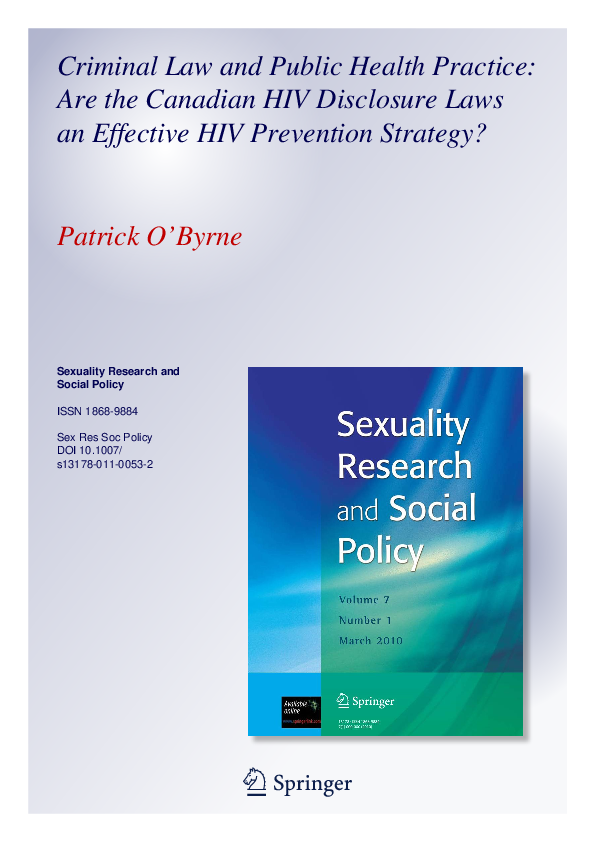 (PDF) Criminal Law and Public Health Practice Are the Canadian HIV