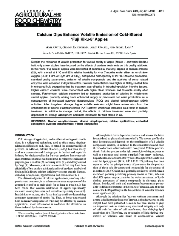 (PDF) Calcium Dips Enhance Volatile Emission of ColdStored ‘Fuji Kiku