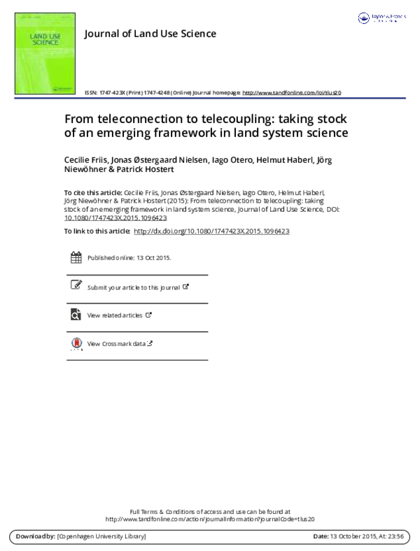 (PDF) From teleconnection to telecoupling: taking stock of an emerging ...