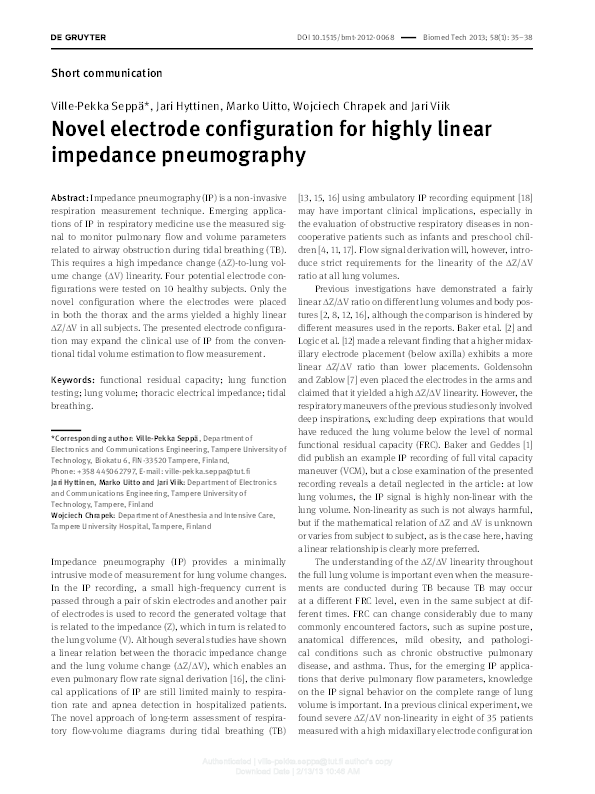 (PDF) Novel electrode configuration for highly linear impedance ...