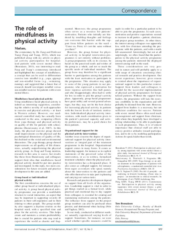 (PDF) The role of mindfulness in physical activity