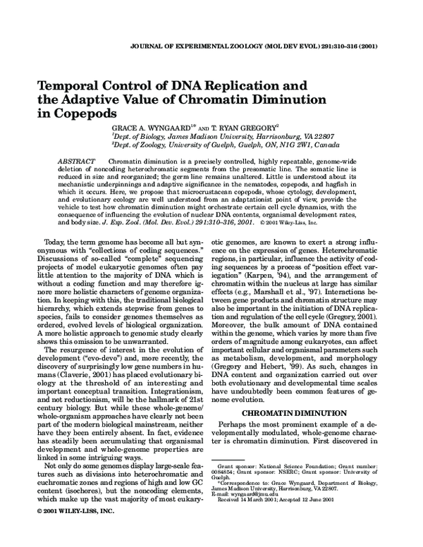 (PDF) Temporal control of DNA replication and the adaptive value of ...