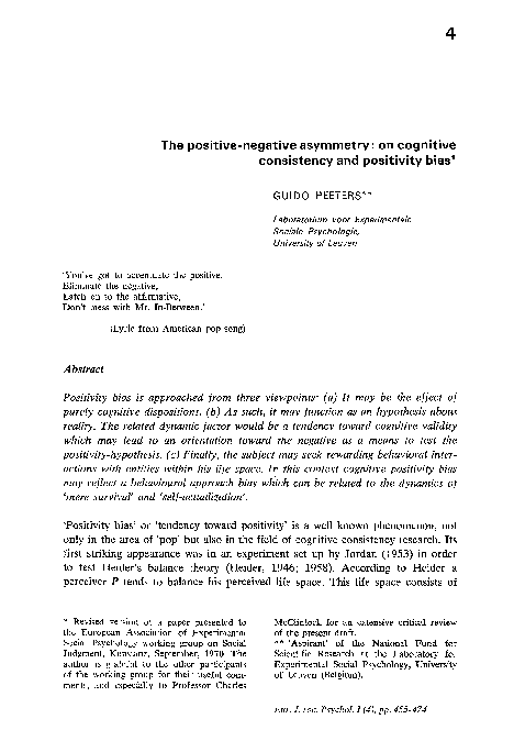 (PDF) The positive-negative asymmetry: On cognitive consistency and ...