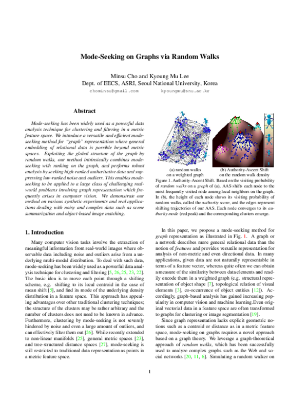 (PDF) Mode-Seeking on Graphs via Random Walks